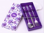 3 Pcs Spoon Chopstick Purple Packing
